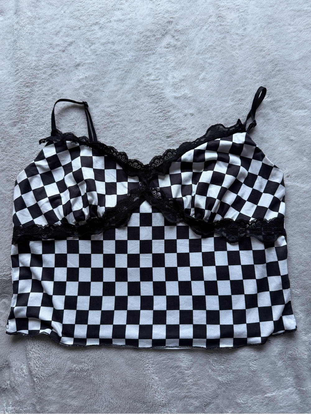 SHEIN Black & White Checkerboard Crop Cami